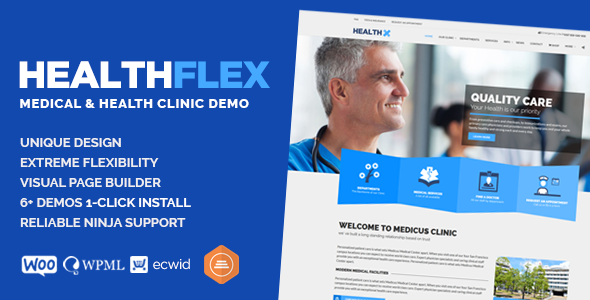 healthflix HEALTHFLEX Doctor Medical Clinic & Health WordPress Theme 2.7.5 - Image 1